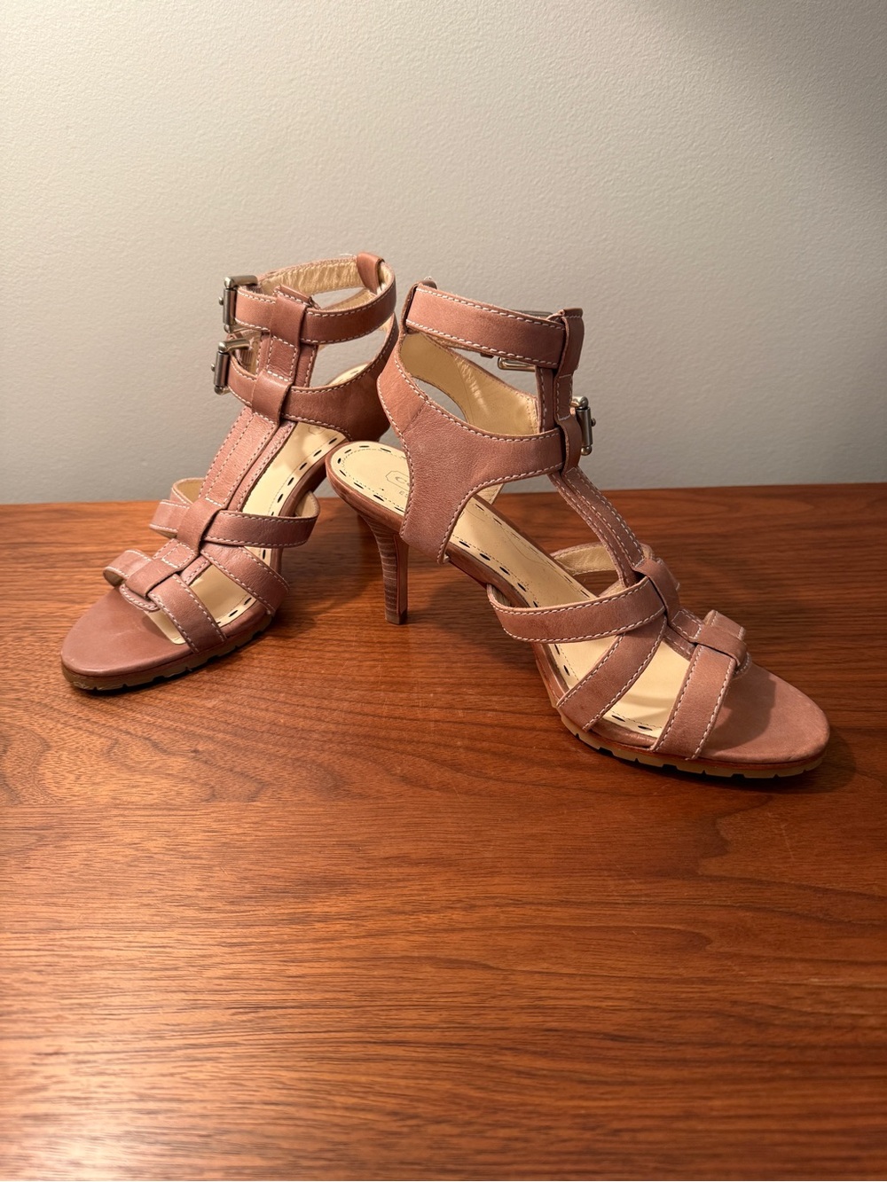Coach Dusty Rose Strappy High Heel Sandals
